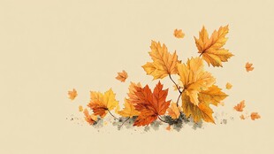 秋日枫叶水彩插画