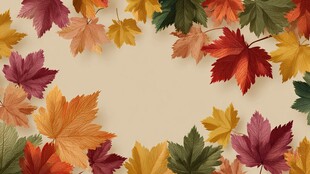 多彩秋叶构成美丽边框