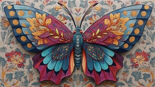 梦幻多彩蝴蝶插画艺术