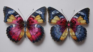 彩色斑斓双蝴蝶装饰艺术品