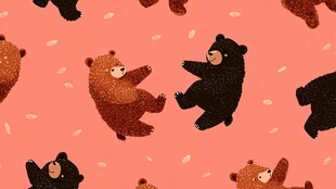 跳舞小熊的可爱粉色图案