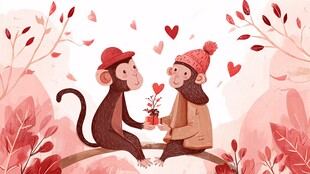 猴子情侣浪漫甜蜜时刻