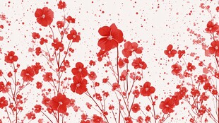 红色花卉图案背景纹理