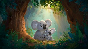 考拉母子的森林温馨时刻