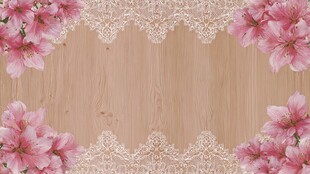 粉色樱花蕾丝木质背景图