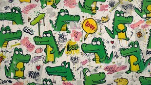 卡通鳄鱼涂鸦图案背景