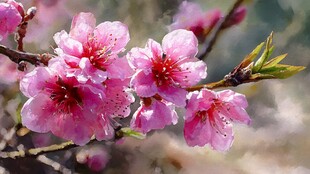 娇艳桃花绽放枝头