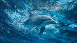 海豚畅游于碧蓝海水之中