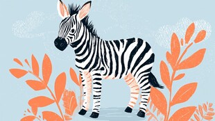 可爱斑马置身橙色植物间