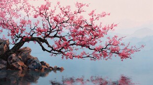 湖畔繁花树 春日好景致