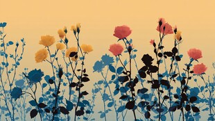 梦幻花卉剪影风景