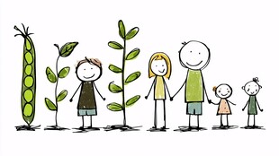 家庭与植物的温馨成长画面