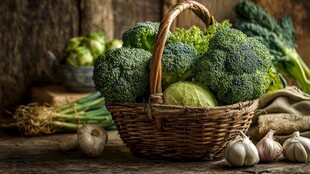 篮子里的新鲜绿色蔬菜