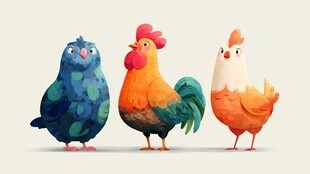 三只可爱卡通禽鸟