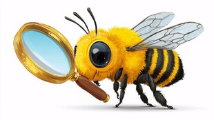 蜜蜂持放大镜专注观察