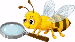 小蜜蜂持放大镜探索世界