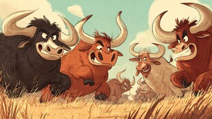 愤怒牛群草原狂奔