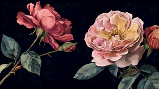 复古风绽放的娇艳月季花