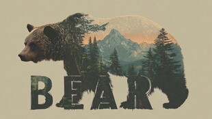 熊形山林景观插画