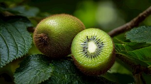 枝上鲜猕猴桃的清新一刻