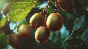 枝头猕猴桃 果实饱满诱人