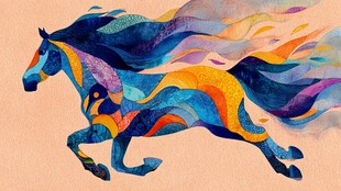 梦幻彩马奔腾图