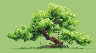 苍劲翠绿盆景树