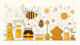 蜂蜜主题插画与养蜂元素