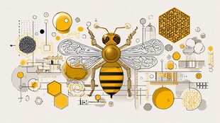 蜜蜂主题几何风格插画