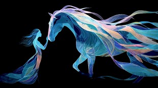 梦幻女子与飘逸骏马共舞