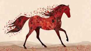 红彩奔马图
