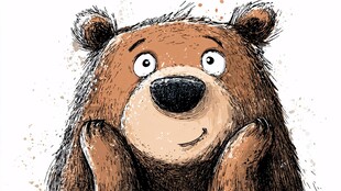 可爱卡通棕熊双手托腮