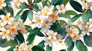 鸡蛋花绿叶花卉精美图案