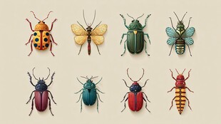 多彩昆虫集合图