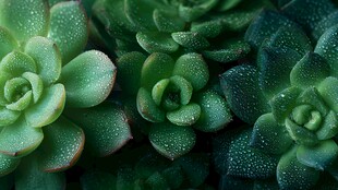 翠绿多肉 清新露珠点缀生机