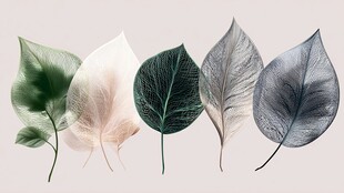 五款别致叶片插画展示