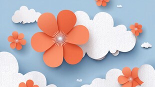 纸艺花朵云朵梦幻场景