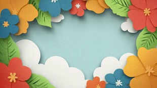 多彩纸艺花朵装饰背景