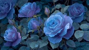 梦幻蓝玫瑰绽放之美