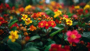 多彩小花绽放生机