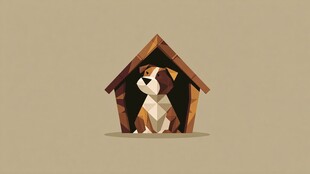 小狗窝中的可爱狗狗