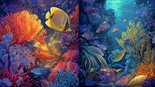 梦幻海底世界珊瑚与鱼群