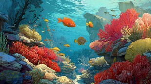 海底珊瑚与多彩鱼类景观