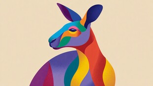 彩色几何风袋鼠插画