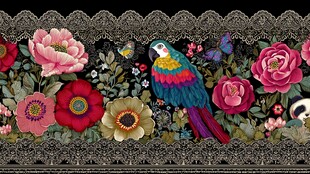 花鸟刺绣图案 色彩绚丽