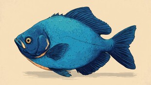 蓝色肥硕鱼插画