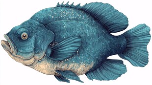 蓝色大鱼插画