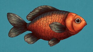 橙黑相间金鱼插画