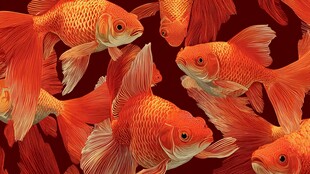 群游的艳丽金鱼