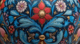 精美蓝底花卉装饰工艺品